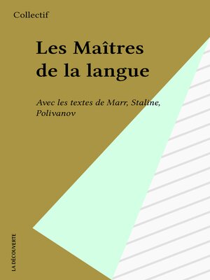 cover image of Les Maîtres de la langue
